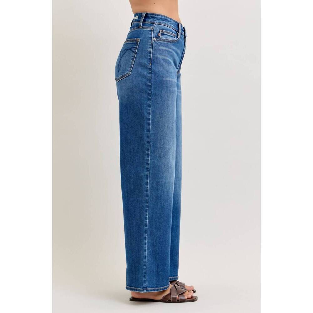 NEW JUDY BLUE high waist wilhelmena baggy fit jeans in dark wash - Picture 3 of 9